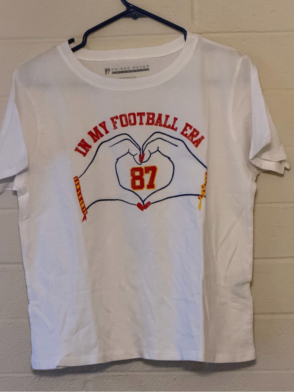 Prince Peter Collection White Tee with Red & Yellow Football Heart Graphic